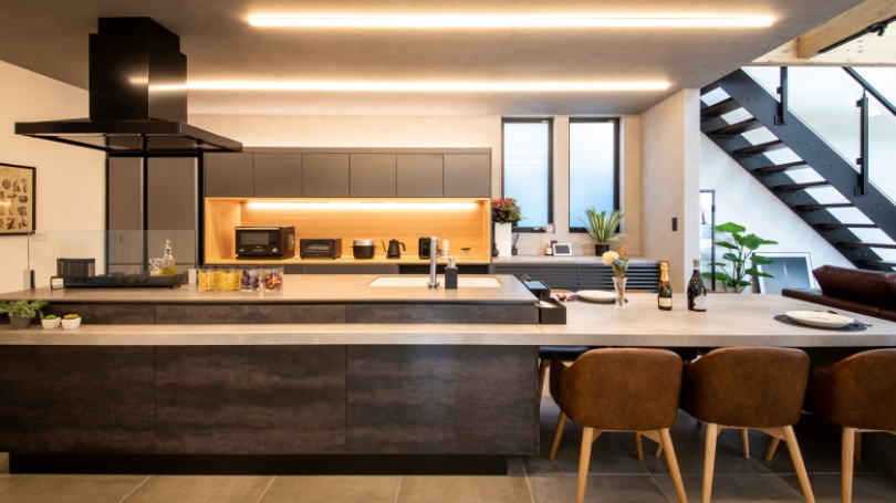 ARC MOBILEのオリジナル商品を使用したキッチン